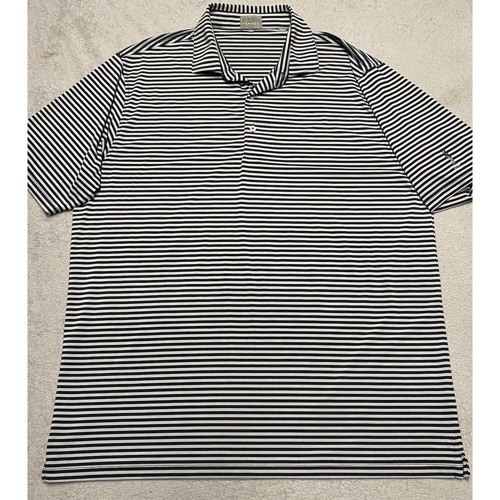 Fennec Golf Polo Shirt Size‎ XL Striped Black Gray Performance Stretch